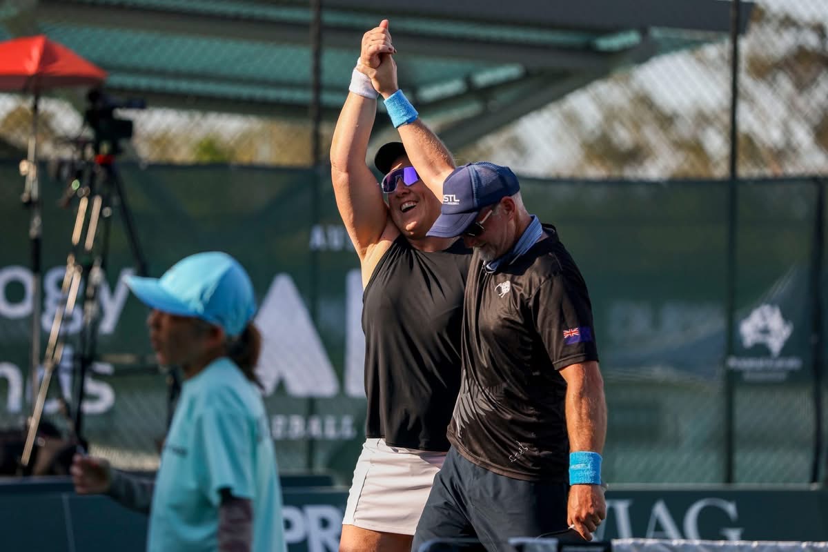 Victory celebration on court